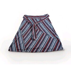 Cato Coastal Boho Skirt Womens L Red White Blue Striped Midi Pull On Tie